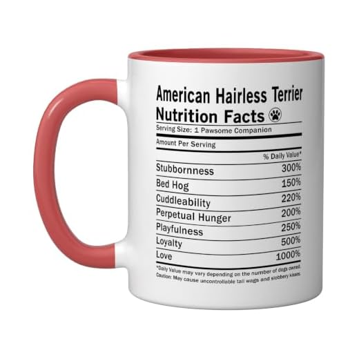 American Hairless Terrier Nutrition Facts Funny Dog Ceramic Mug, Red/White
