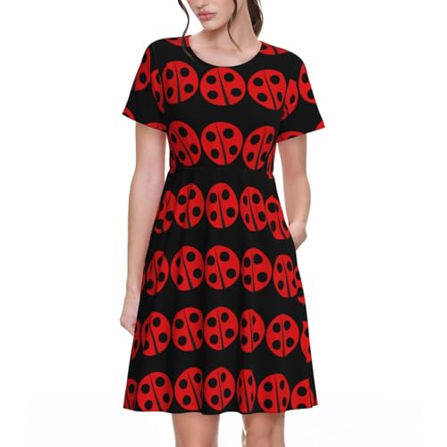 Robe d'été fluide col rond qui dissimule les imperfections avec poches