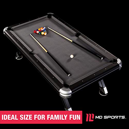 Md Sports 7.5' Titan Drop Pocket Table With Pool Ball And Cue Stick Set #TOP1