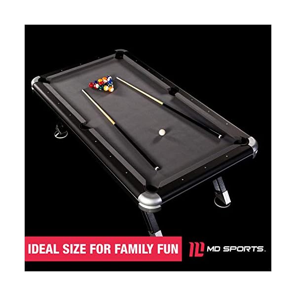MD Sports 7.5′ Titan Drop Pocket Table with Pool Ball and Cue Stick Set