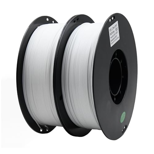 YUANEANG PETG 3D Printer Filament 2Rolls Dimensional Accuracy +/- 0.03 mm 1kg Spool(2.2lbs) 1.75 mm Fit for Most 3D Printers 2KG White