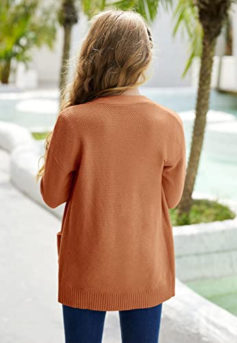 Image of Goranbon Girls' Cardigan Sweaters Open Front Long Sleeve Casual Sweater Coats with Pockets