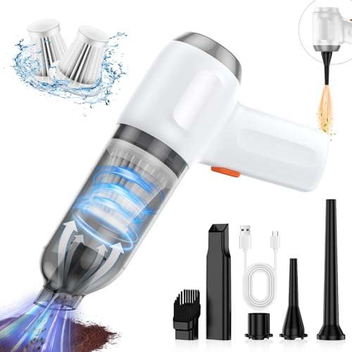 Opinta Mini Vacuum Cleaner for Car with 2 Pcs Filter, 3 in1 Wireless Handheld Car Vacuum Rechargeable 8000PA High Power, Keyboard Vacuum & Air Blower & Hand Pump for Home & Office, Inflate SwimRing