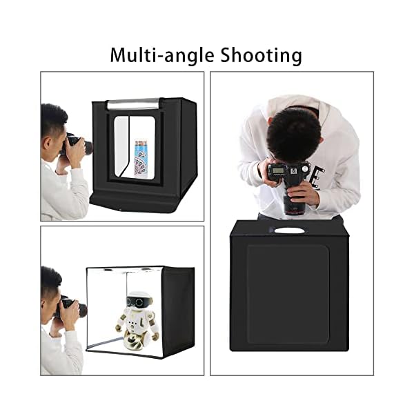 LHK Tragbarer Fotostudio-Lichtkasten, 15,7"x 15,7" Professionelles, dimmbares Schießzelt-Kit mit LED-Lichtern, 6 Hintergründe für die Schmuckfotografie von kleinen Gegenständen – Bild 4