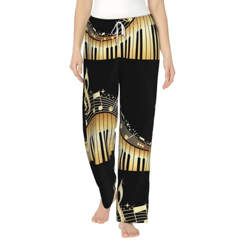 EWQrtyy Novel Music Note - Pantalones de pijama de franela suave para mujer, pantalones de dormir con cordón para mamá, novia, hija, Negro, M