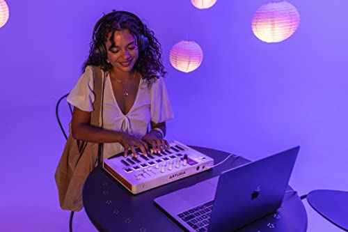 arturia minilab 3 - universal midi controller for music production with all-in-one software package - 25 keys 8 multi-color pads - white