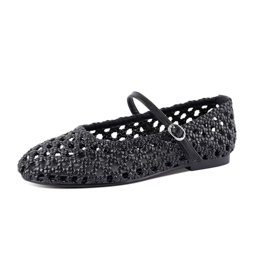 Image of Ballet Flats Mesh Shoes for Women Mary Janes Flats | Wide Feet Options, Woven Mesh Flats, Soft Cushion, Comfortable Ballerina Flats, Casual, Dress Shoes, Daily, Work, Versatile