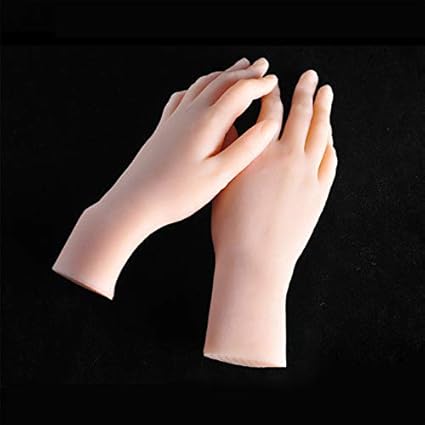Pies o Manos de Silicona, 1 par de Manos Falsas Femeninas de tamaño Natural de Silicona Modelo Extremadamente Realista Huesos de Correa de Mano TPE, posicionamiento Flexible de ded