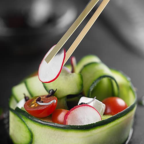 Naturally Balanced Disposable Bamboo Tongs – Small Tongs For Cooking & Serving – Appetizer, Toaster Mini Tong (20, 4”) #TOP2