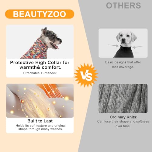 Image of BEAUTYZOO Dog Sweaters for X-Small Dogs, Knit Clothes with Harness Hole | Turtleneck Pullover Fall Winter Knitwear, Fuzzy Fleece Cold Weather Coat for Girl Boy Puppy, Warm Pet Sweatshirt, Black XS