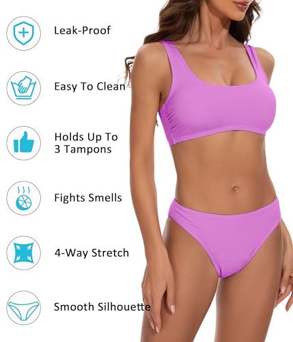 Image of Beautikini Period Swimwear for Teens Two Piece Leakproof Menstrual Bikini Swimsuit Sporty Bathing Suits for Girls Women