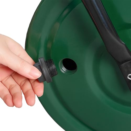 VINGLI Lawn Roller 8 Gallons Water or Sand Filled, Durable Heavy Duty Steel, with Drain Plug and U-Shaped Handle, Manual Tool for Greening up Lawns, for Yard Garden Maintenance, Green (16inch)