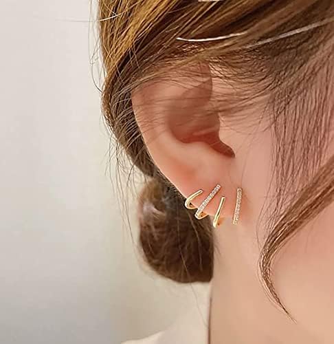 Shiny Crystal Earrings,Claw Earring Cuff for Women,Ear Wrap Cuff Piercing Studs Earrings, Silver CZ Cuff Stud Earrings for Women Girls
