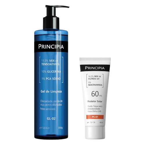 Principia Kit Gel de limpeza GL-02 350G + Protetor solar facial PS-01 FPS 60