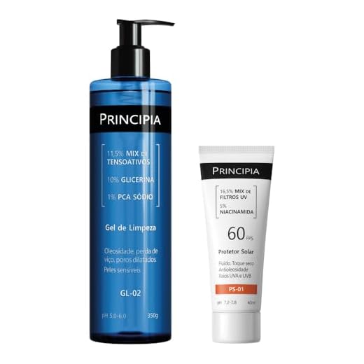 Principia Kit Gel de limpeza GL-02 350G + Protetor solar facial PS-01 FPS 60