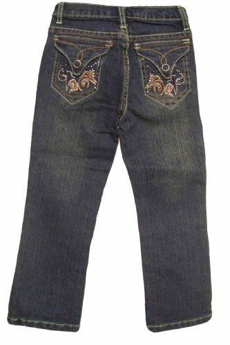 Little Girls Embroidery Stretch Dark Denim Jeans ~ Size 43