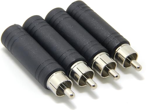 COMAXESORI-4-Pieces-635mm-Female-to-RCA-Male-Adapter-635mm-to-RCA-Adapter-RCA-Male-Plug-to-635mm-14-Inch-Mono-Female-Audio-Mic-Plug-Adapter-Jack-Converter