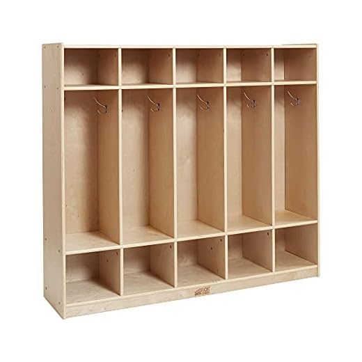 ECR4Kids 5-Section Straight Coat Locker, Classroom Furniture, Natural