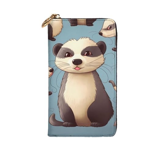 Hairy Ferret Wallet For Women Men Clutch Rfid Blocking Leather Wallets Large Capacity Purse Credit Card Holder Money Case With Zipper Phone Holder Long Travel Purse2