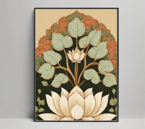 Illustration Florale Traditionnelle Mandala Lotus Décoration Bohème Toile A2