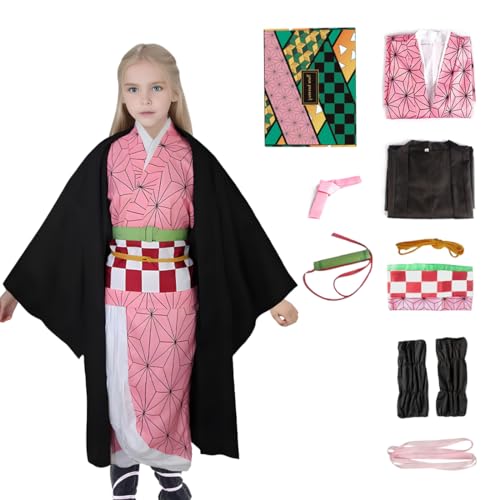 Anime Cosplay Costume for Kids, Tanjiro Muichiro Role Play Outfit Full Set for Boys and Girls Hallow