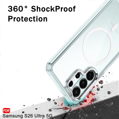 Image of TheGiftKart for Samsung S26 Ultra Case | Shockproof Hard Back Cover | Built-in Stand | Hybrid Shockproof Galaxy S26 Ultra Back Cover Case (PC & TPU, Clear Back, MagSafe Compatible, Transparent Clear)