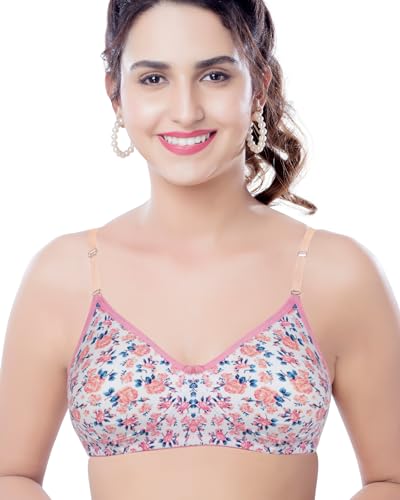 Image of Brida Monica Women's Wide Strap Bra - Soft Hosiery Cotton, Non-Padded, Wireless, Seamless Full Coverage T-Shirt Bra