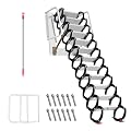 10FT Hanging Attic Ladder with Anti Slip Base Attic Stairs, Maximum Load Capacity 2204 Pounds, Suitable for Attic Ladder Pull Down System in Attics, Garages, Roofs, and Basements (Black+White)