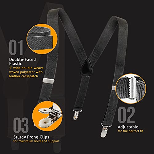Hold’em Elastic Y-Back Suspenders For Kids, Adjustable Kids Suspenders With Metal Clip Braces, Durable Suspenders For Boys & Girls, 22-Inch Black Suspenders For 7 Months To 3 Years Old #TOP2