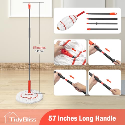 Miniatura 5 de Tidybliss Mopa Fregona, Mopas De Limpieza De Suelos Con Manija Extra Larga De 145 Cm, Profesional Para Limpieza En Seco Y Humedo De Suelos De Madera, Cemento, Azulejos Azul