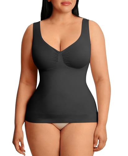 Image of FeelinGirl Women Shapewear Tank Top Tummy Control Compression Tanks V Neck Seamless Body Shaper Camisole Tops for Women