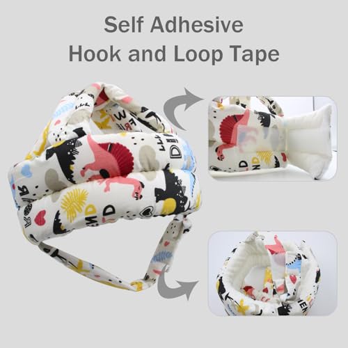 Image of Baby Head Protector Baby Helmet for Crawling Walking, No Bumps Safety Head Adjustable Protective Cap for Walking, Playing (Dinosaur A)