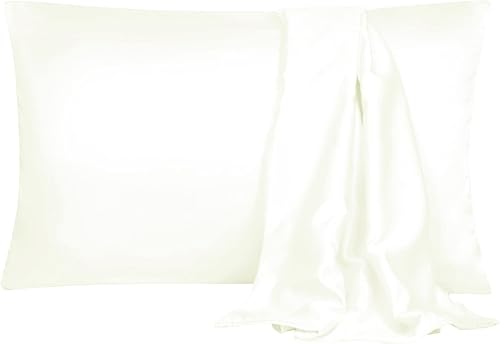 uxcell Paquete de 2 fundas de almohada de satén de seda para cabello y piel, frescas, sedosas, suaves y transpirables, tamaño estándar de 20 x 26
