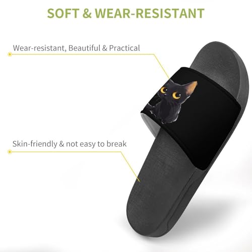 Black Cat with Yellow Eyes Non Slip Slides Sandals for Women Men Quick Drying Shower Shoes for Bathroom Pool Beach3