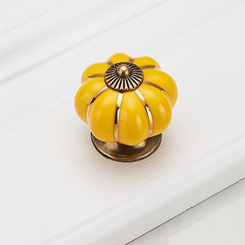 Shomy Yellow KAK 5pcs/lot Pumpkin Ceramic Handles 40mm Drawer Knobs