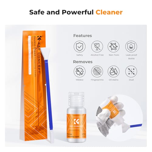 K&F CONCEPT 2-1 16mm APS-C Frame Sensor Cleaning Swab, Viewfinder Cleaning Swab, with 20ml Sensor Cleaner, DSLR Camera CMOS and CCD Sensor Cleaning Swab Kits Compatible with Nikon Sony Canon Camera by K&F CONCEPT - Image 3