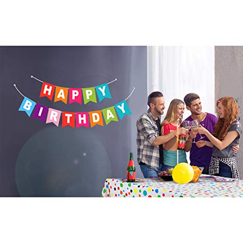 2 Pieces Polka Dot Plastic Tablecloth 51 X 71 Inch Birthday Plastic Table Cover For Rectangle Table With Happy Birthday Banner For Baby Shower Party Birthday Engagement Wedding (Rainbow) #TOP6