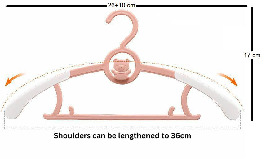 Maaghi Telescopic Adjustable Extendable Anti Slip Resin Hanger with Hooks for Infants and Adults Clothes Wardrobe Rack (Light Green1,Pack of 10) 1