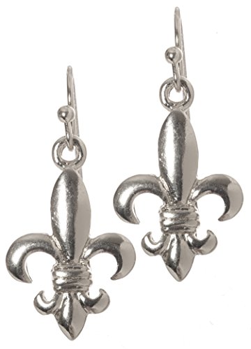 Artisan Owl - Fleur De Lis Dangle Earrings (Silver Tone)
