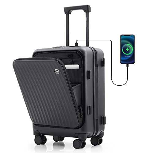 OIWAS Carry On Luggage with Front Laptop Pocket,USB Charging for 15.6" Laptop & 9.7" Ipad, 20 Inch PC Hard Case Travel Suitcase 8 Spinner Wheels Rolling Luggage(black, 20-inch) OIWAS Carry On Luggage with Front Laptop Pocket,USB Charging for 15.6" Laptop & 9.7" Ipad, 20 Inch PC Hard Case Travel Suitcase 8 Spinner Wheels Rolling Luggage(black, 20-inch)