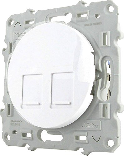 prise rj45 double catégorie 6 stp - blanc - fixation par vis - schneider odace