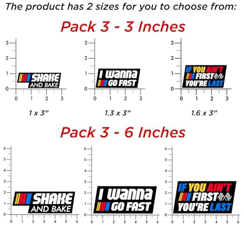 Image of (Set of 3 Stickers) Shake and Bake Sticker, If You Ain't First You're Last Decal, I Wanna Go Fast Waterproof Stickers for Dirt Racing Bike Race Car Truck Motorbike Helmet (3-Inch)