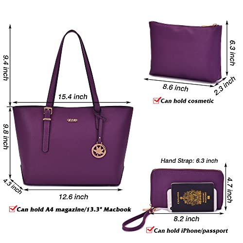 Purses And Wallets Set For Women Work Tote Handbags Shoulder Bag Top Handle Totes Purse With Wallet Purple Large #TOP4