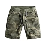 Setwell Mens Camo Sweat Shorts Drawstring Waist Camouflage Workout Gym Sports Training Cotton Running Shorts with Pocket