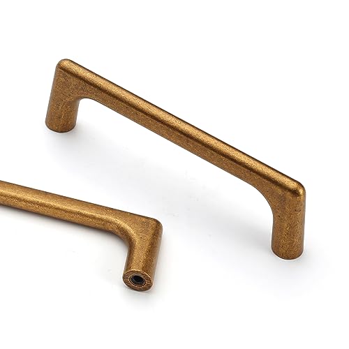 Image of Asidrama 10 Pack 3.75 Inch(96mm) Antique Brass Cabinet Pulls Vintage Retro Cabinet Handles Cupboard Handles Kitchen Cabinet Hardware for Cupboard Drawer Pulls