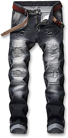 Amazon Co Jp Tzsfs メンズジーンズレトロノスタルジックストレッチストレートしわパンツ新 Color Black Size 40 服 ファッション小物