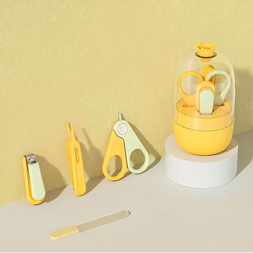 Image of StarAndDaisy 4-in-1 Newborn grooming kit for babies, baby nail scissors Nail Clipper, Tweezer & Nail Cleaning Sets, Toddler Manicure & Pedicure kit, Best Gift for Baby Girl and Baby Boy. (Yellow)