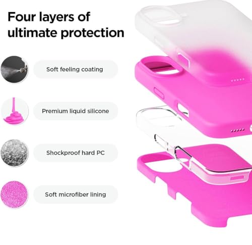 Image of Premium Liquid Silicone Case for iPhone 16 Plus - Slim Full Body Protective Back Cover with Soft Microfiber Lining, Anti-Slip Grip Scratch Resistant Phone Case (Hot Pink)