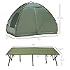 2 Person Camping Cot with Tent & Air Mattress, 4-in-1 Portable Foldable Elevated Bed for Adults, Outdoor Hiking Backpacking, Includes Pump & Bedspread, 76" x 57" Dark Green (76x57)