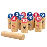 RÈGLES SIMPLES ET STRATÉGIQUES : Renversez les quilles numérotées pour atteindre exactement 50 points, alliant adresse, précision et stratégie.